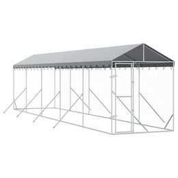 vidaXL Outdoor-Hundezwinger mit Dach silbern 2x10x2,5 m verzinkter Stahl – Bild 1 von 8