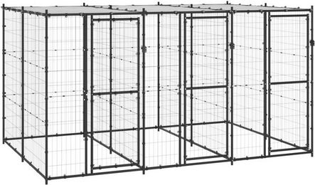 Produktbild von VidaXL Outdoor-Hundezwinger Stahl mit Dach