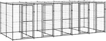 VidaXL Outdoor-Hundezwinger Stahl mit Dach schwarz 5,5 m, 2,2 m, 1,8 m – Bild 1 von 3