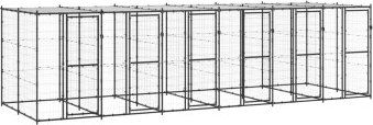 VidaXL Outdoor-Hundezwinger Stahl mit Dach schwarz 6,6 m, 2,2 m, 1,8 m – Bild 1 von 3