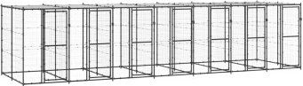 VidaXL Outdoor-Hundezwinger Stahl mit Dach schwarz 7,7 m, 2,2 m, 1,8 m – Bild 1 von 3