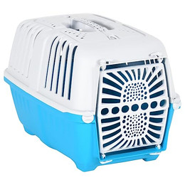 Produktbild von vidaXL Transportbox für Haustiere aus Polypropylen Weiß Blau