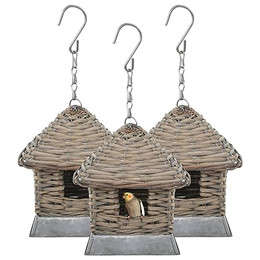 Produktbild von vidaXL Vogelhaus aus Rattan und Weide 3er-Set