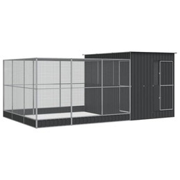 Produktbild von vidaXL Voliere mit Erweiterung silbern 497x303x216 cm Stahl