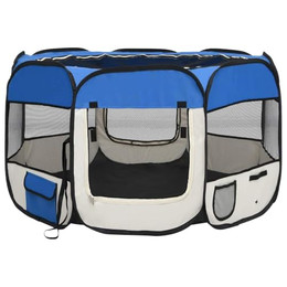 Produktbild von vidaXL Welpenlaufstall Faltbar Blau 110x110x58 cm
