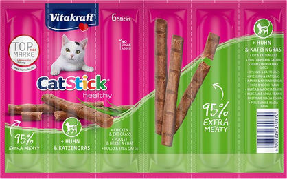 Produktbild von Vitakraft Cat Stick Healthy - Huhn & Katzengras (6 x 6 g)
