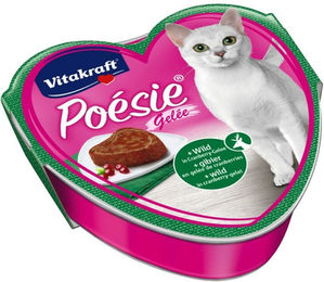 Produktbild von Vitakraft Katzenfutter Poesie Gelee, Wild mit Cranberries, 15 Schalen, Nassfutter für: Katzen