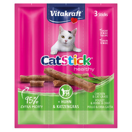 Produktbild von Vitakraft Katzensnack Cat-Stick Mini Huhn & Katzengras - 3 x 6 g