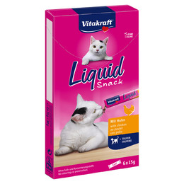 Produktbild von Vitakraft Liquid Snack Katzen Leckerli mit Huhn und Taurin - 6 x 15 g