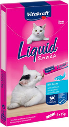 Produktbild von Vitakraft Liquid Snack Katzen Leckerli mit Lachs und Omega-3 - 6 x 15 g