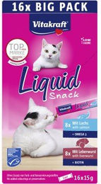 Vitakraft Liquid Snack Leberwurst & Lachs MSC - 16 x 15 g – Bild 1 von 4