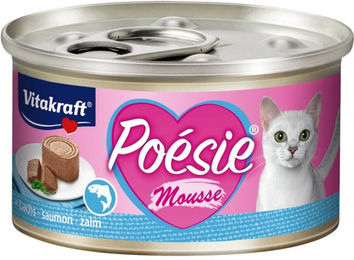 Produktbild von Vitakraft Poésie Mousse, Nassfutter Katze, luftige Mousse, mit Lachs, ohne Zusatz von Zucker und Getreide (12x 85g)