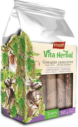 Produktbild von VITAPOL Puff-Rolls Haselnusszweige mit Petersilie für Nagetiere - 50 g
