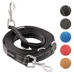 Produktbild von vitazoo Hundeleine Nylon-Graphit mit Karabinern - 3 m