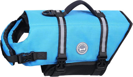 Produktbild von VIVAGLORY Hunde Rettungsweste Schutzkragen Auftrieb Sichtbarkeit Blau XXS