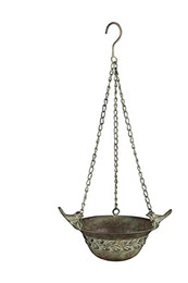 Produktbild von Vogeltränke Hängeampel Eisen antik Look Patina Lilie Fleur di Lis