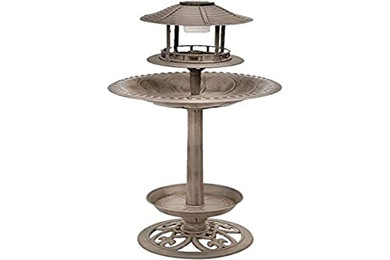 Produktbild von Vogeltränke mit Solar-LED Beleuchtung bronze 105cm
