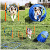 Produktbild von VABIONO Agility Set für kleine und mittelgroße Hunde mit Sprungring, Tunnel, Hürde und Slalom-Stangen in Blau