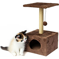 Produktbild von Valle Verde Kratzbaum für Katzen mit Katzenhaus, Spielball und Kratzsäule, Braun, 30 x 30 x 53 cm