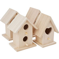 Produktbild von VBS 4er-Pack Deko-Vogelhäuser aus Holz in Beige als Vogelfutterstation und Nistkasten