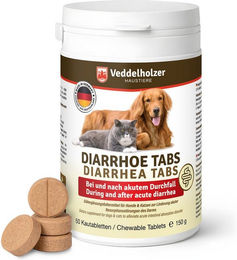 Veddelholzer 50 Diarrhoe Kautabletten Diät Ergänzungsmittel für Hunde und Katzen mit Präbiotika und pflanzlichen Inhaltsstoffen zur Unterstützung bei Durchfall – Bild 1 von 2