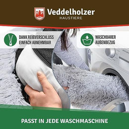Veddelholzer Hundekissen und Katzenbett Grau Ø 60 cm S Vegan Waschbar - 60 cm – Bild 1 von 10