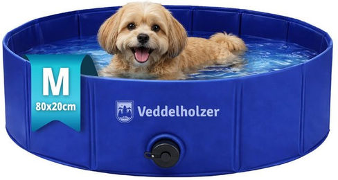Veddelholzer Hundepool M 80x20 cm Blau Faltbarer Hunde Swimmingpool aus Oxford-Gewebe Rutschfest und Stabil – Bild 1 von 5