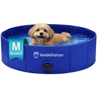 Produktbild von Veddelholzer Hundepool M 80x20 cm Blau Faltbarer Hunde Swimmingpool aus Oxford-Gewebe Rutschfest und Stabil