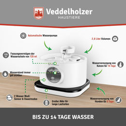 Veddelholzer Premium Katzenbrunnen kabellos mit Bewegungsmelder und 4-Fach-Filter 2,8 Liter Weiß – Bild 1 von 11