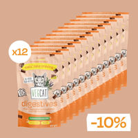 Produktbild von VEGCAT Digestives Leckerli für erwachsene Katzen zur Unterstützung von Magen-Darm und Immunsystem 12 x 60g