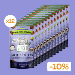 Produktbild von VEGCAT Pure Bites Vegdog Katzen Leckerli mit Fermentationsprotein 12 x 60g