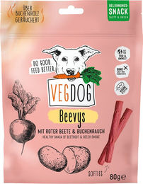 VEGDOG Beevys Belohnungssnack Vegan mit Büffel Rote Beete und Buchenrauch 80 g - 9 x 80 g – Bild 1 von 6