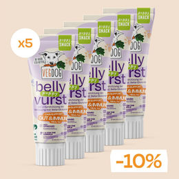 VegDog Belly Vurst pflanzliche Hundesnacks für Welpen 5x 75g – Bild 1 von 1