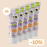 Produktbild von VegDog Belly Vurst pflanzliche Hundesnacks für Welpen 5x 75g