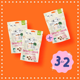 VegDog Brainy Bites Belohnungssnack für Hunde mit Fermentationsprotein zur Gehirnentwicklung 3 x 80g – Bild 1 von 1