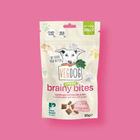Produktbild von VEGDOG Brainy Bites Veganer Belohnungssnack mit Fermentationsprotein für Hunde 80g