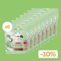 Produktbild von VEGDOG DENTALS Zahnpflege-Snacks für Hunde vegan hypoallergen glutenfrei 8 x 120g