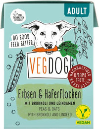 VEGDOG Hundefutter Adult Erbsen & Haferflocken Vegan 10x 200 g Tetra Pak - 200 g – Bild 1 von 6
