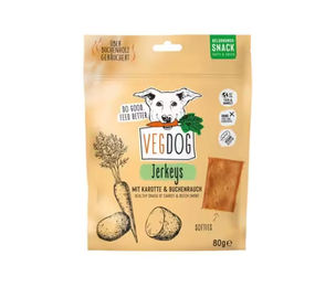Produktbild von VegDog Jerkeys Veganer Belohnungssnack Getreidefrei und Glutenfrei 80g