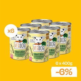 Produktbild von VEGDOG Vegan Nassfutter Senior Erbsen & Hirse ohne tierisches Protein 6 x 400g