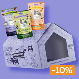 VegDog VEGCAT Clubhouse & All Bites Katzenhöhle aus Pappe in Weiß mit Fermentationsprotein für Verdauung sowie Haut und Fell – Bild 1 von 1