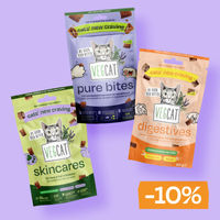 Produktbild von VegDog VEGCAT Miau Mix Pflanzliche Hypoallergene Katzen Leckerlis 180g