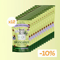 Produktbild von VegDog VEGCAT Skincares Veganer Katzensnack für Haut und Fell 12 x 60g