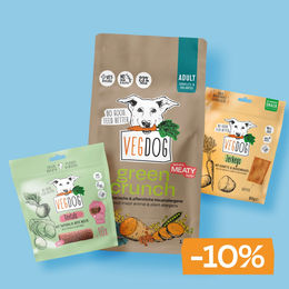 Produktbild von VEGDOG Vorteilsboxen Starter-Bundle Vegan Ohne tierisches Protein mit Zahnpflege