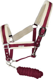 Produktbild von Velda Halfter und Longiergurt Set aus Nylon in Rot für Warmblut Pferde