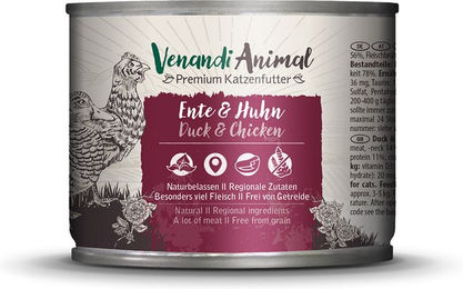 Venandi Animal Adult Katzenfutter Ente und Huhn Getreidefrei 24 x 200 g - 200 g – Bild 1 von 1