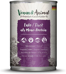 Venandi Animal Katzen Nassfutter Ente Monoprotein Sensitive Stückchen in Sauce Adult 6 x 400 g - 6 x 400 g – Bild 1 von 4