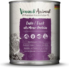 Venandi Animal Katzen Nassfutter Ente Monoprotein Sensitive Stückchen in Sauce Adult 6 x 800 g - 6 x 800 g – Bild 1 von 4