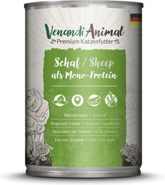 Venandi Animal Katzen Nassfutter Schaf Monoprotein Sensitive Adult Stückchen in Sauce 6 x 400 g - 6 x 400 g – Bild 1 von 3