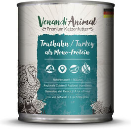 Venandi Animal Katzen Nassfutter Truthahn Monoprotein Sensitive Stückchen in Sauce Adult 6 x 800 g - 6 x 800 g – Bild 1 von 4